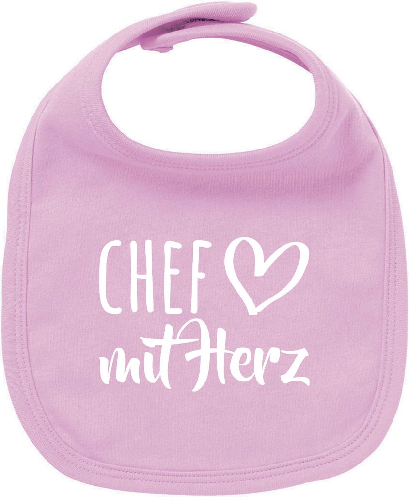 Huuraa Unisex Babylatz Chef mit Herz Geschenk Babypink Baumwolle Chef Mitbringsel