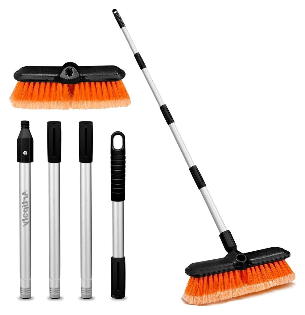 Autowaschbürste mit langem Griff, 25 cm weiche Bürste, kratzfest, für Wohnmobile, Boote, SUVs, Hausfassaden, Schnee, Solarpanels, Deckreinigung,...