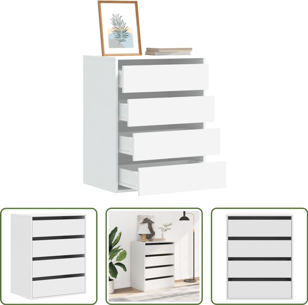 The Living Store Kommode Weiß 60x41x76 cm Holzwerkstoff