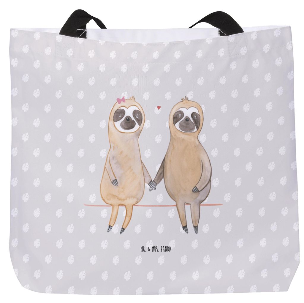 Mr. & Mrs. Panda Strandtasche Faultier Pärchen - Grau Pastell - Geschenk, Liebe, Laptoptasche, Reisetasche, Gemeinsam, Tote Bag, Schultasche, Stof...