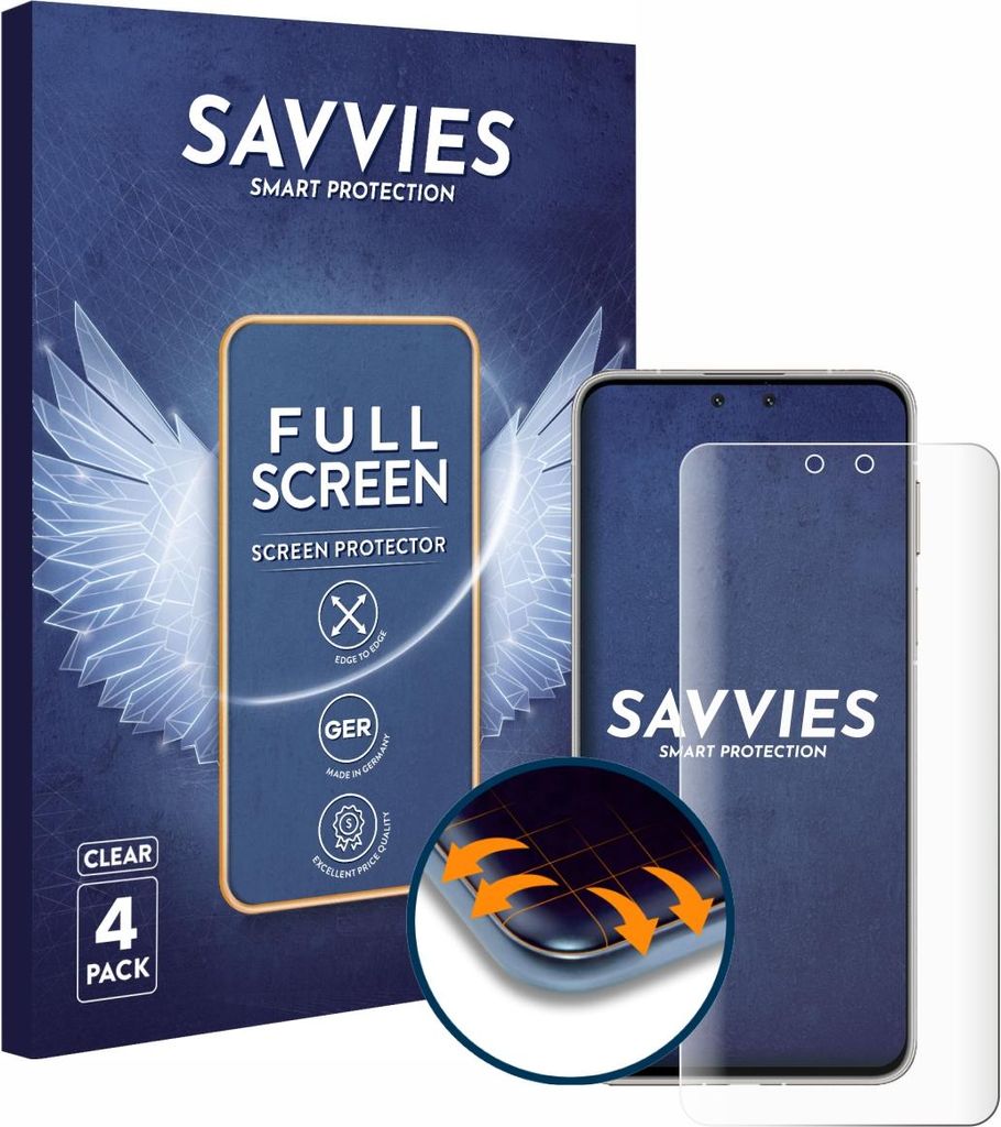 4x Savvies Fullscreen Schutzfolie für Huawei Mate 70 Pro Plus Displayschutz Folie Fullcover Klar Transparent