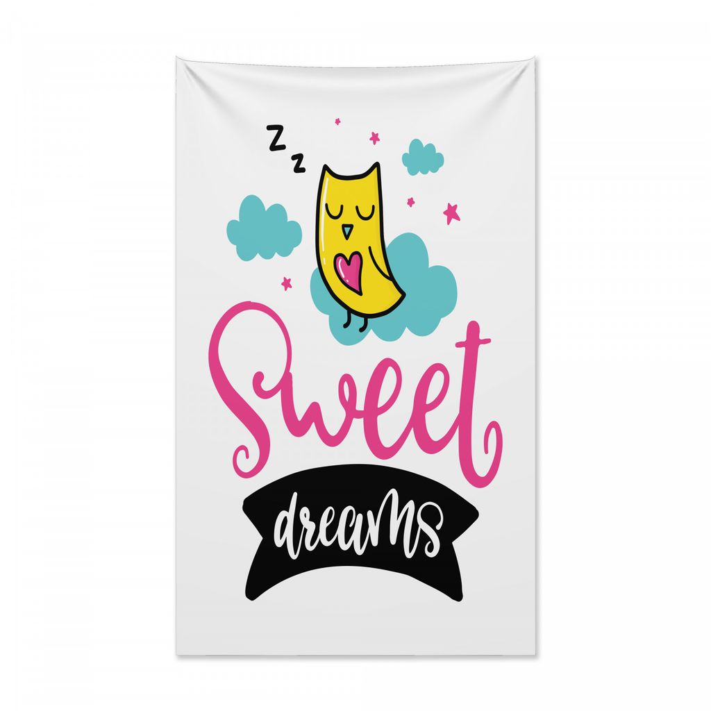 Abakuhaus Traum Wandteppich und Tagesdecke, Nursery Sleppy Owl Design aus Weiches Mikrofaser Stoff Kein Verblassen Klare Farben Waschbar, 140 x 230...