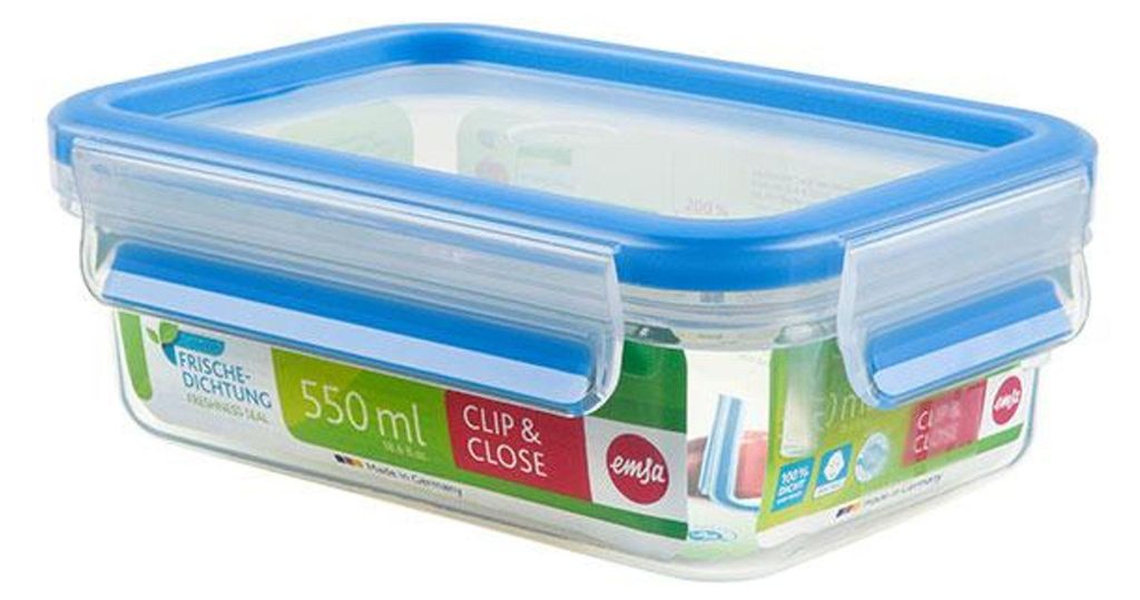 CLIP & CLOSE Frischhaltedose (transparent/blau, 0,55 Liter, Produktbild 