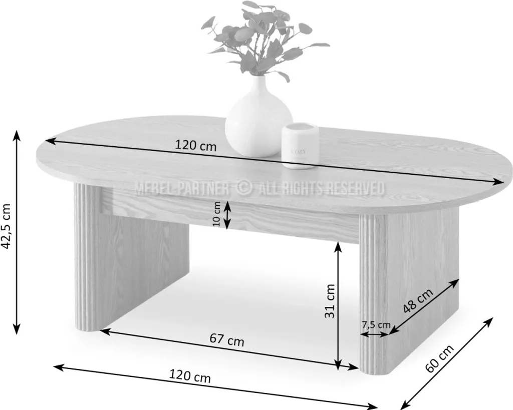 Table basse de salon bois chêne CENDRY - Table rectangulaire design chic