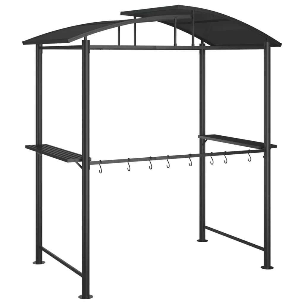 Gazebo BBQ en acier anthracite résistant avec double plan de travail
