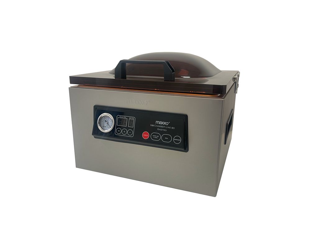 Maxxo Chamber Line 90 Profi Vakuumkammergerät 144l/min, doppelte Schweißnaht, Flüssigkeiten, Sous-Vide, Edelstahl für Gastro & Metzger