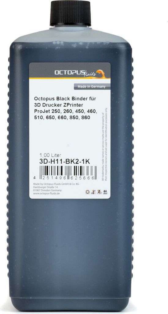 Octopus Black Binder für 3D Drucker ZPrinter ProJet 250, 260, 450, 460, 510, 650, 660, 850, 860, 1 Liter