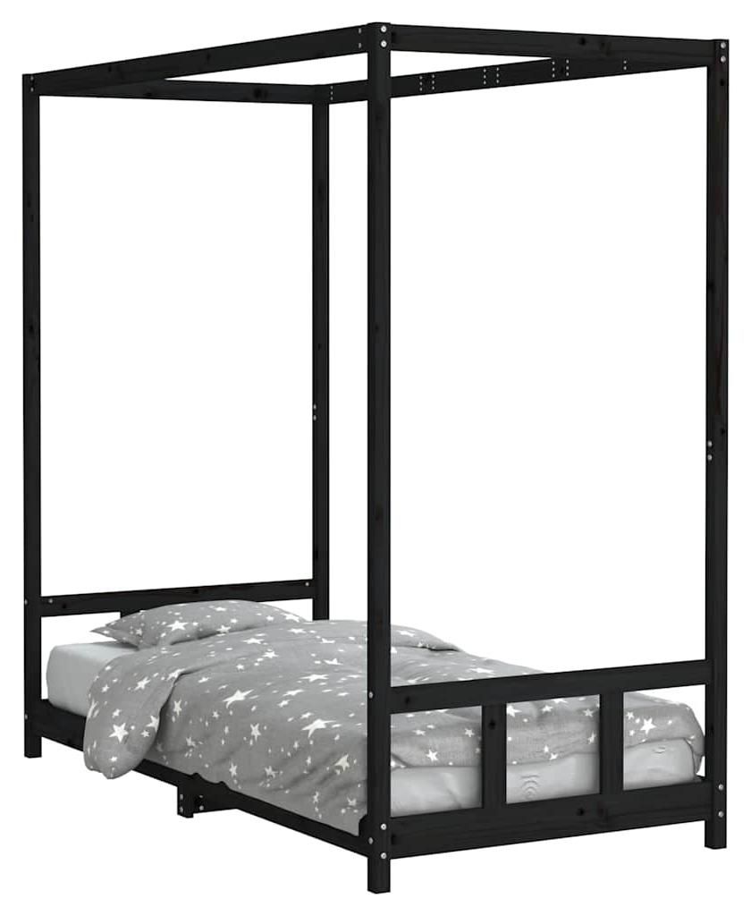 vidaXL Kinderbett Schwarz 90x190 cm Massivholz Kiefer