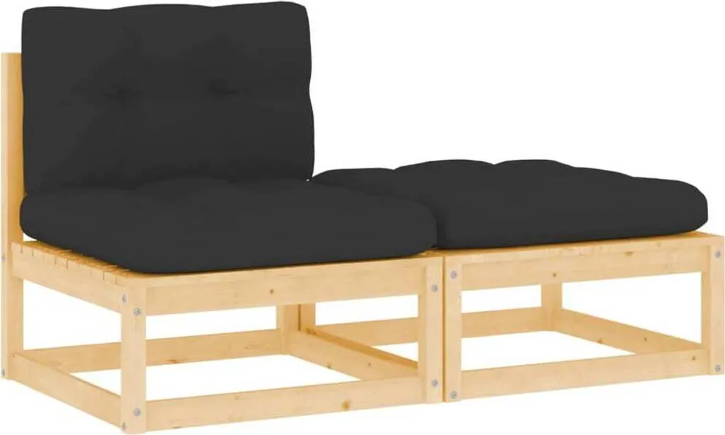 Outdoor Lounge Set in Pino Massiccio e Cuscini High-Comfort