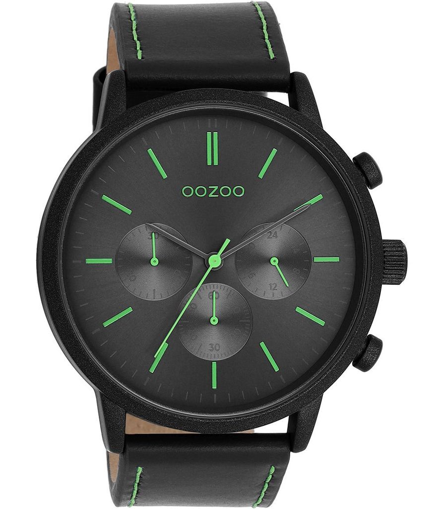 Oozoo Armbanduhr schwarz Leder Timepieces Herren Analog-Quarzuhr UOC11208