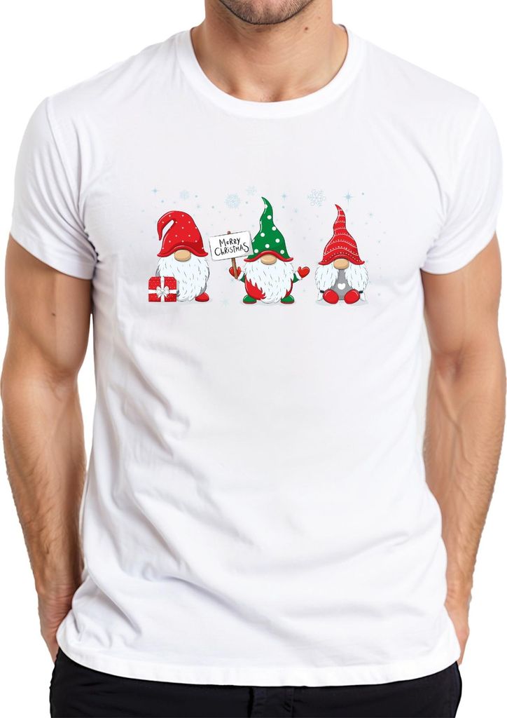 Merry Christmas Gnome Elfen Wichtel - Weihnachten Weihnachtsgeschenk Christmas Herren T-Shirt, Weiß, XL