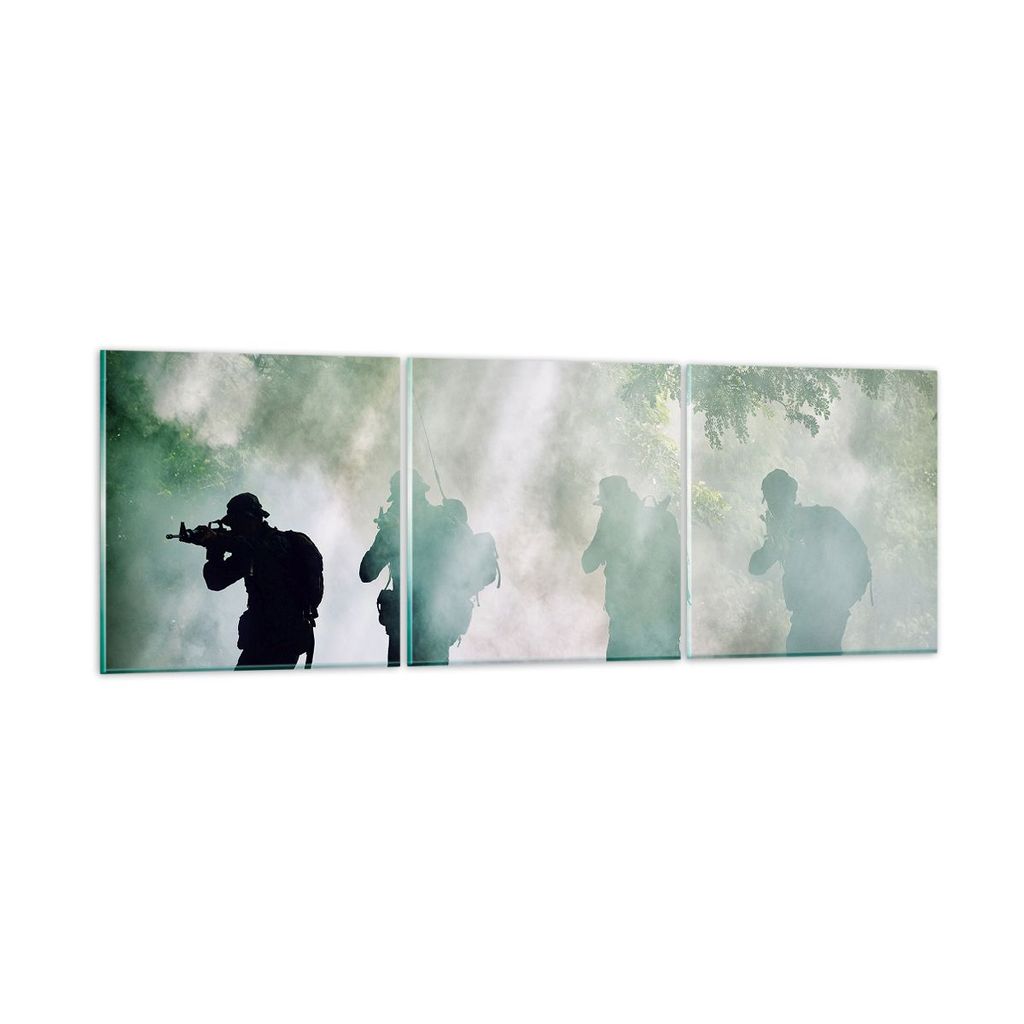 Bilder auf glas - Soldat Gewehr - 120x40cm - Glasbilder - Wandbilder - Bilder - Kunstdruck - zum Aufhängen bereit - Wanddekoration aus Glas - Glas...