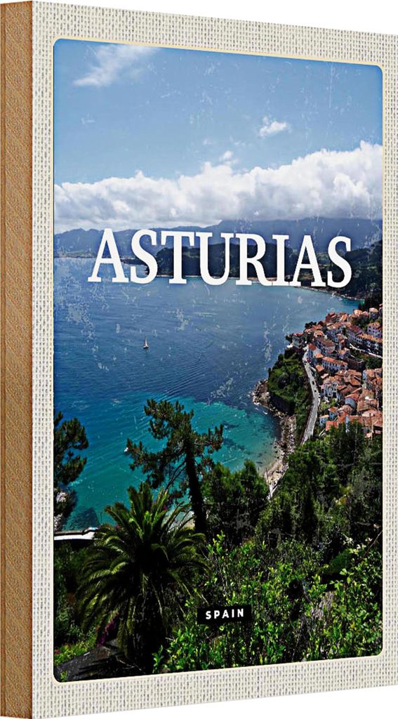 Holzschild Reise 20x30cm Asturias Spain grüner Diamant
