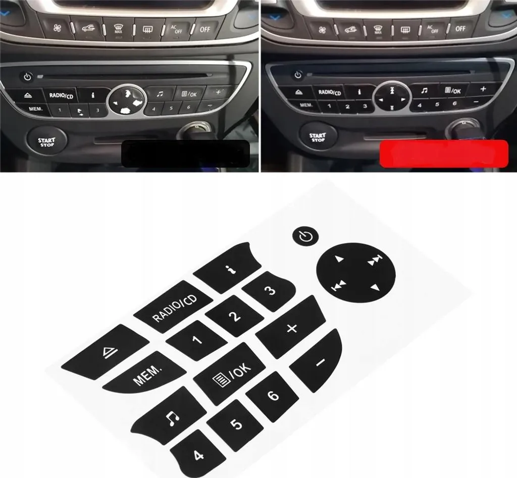 Adesivi Radio Renault Megane 3 Clio III - Kit Ripristino Tasti - 5
