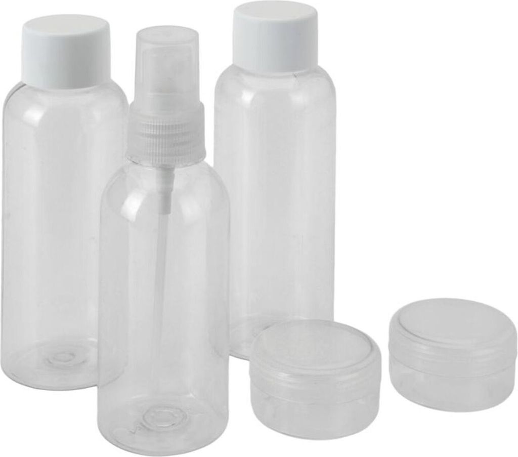 12x 5er-Set XXL Kosmetik-Reiseset Fläschchen Sprüher Dose Flugzeug 60 Teile