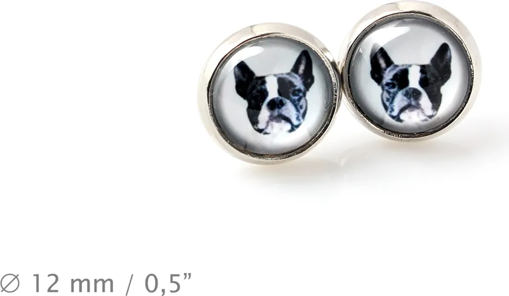 Boston Terrier - Gioielli con la tua foto - Scatola, collana e set di orecchini, prodotti personalizzati del marchio Art-Dog.