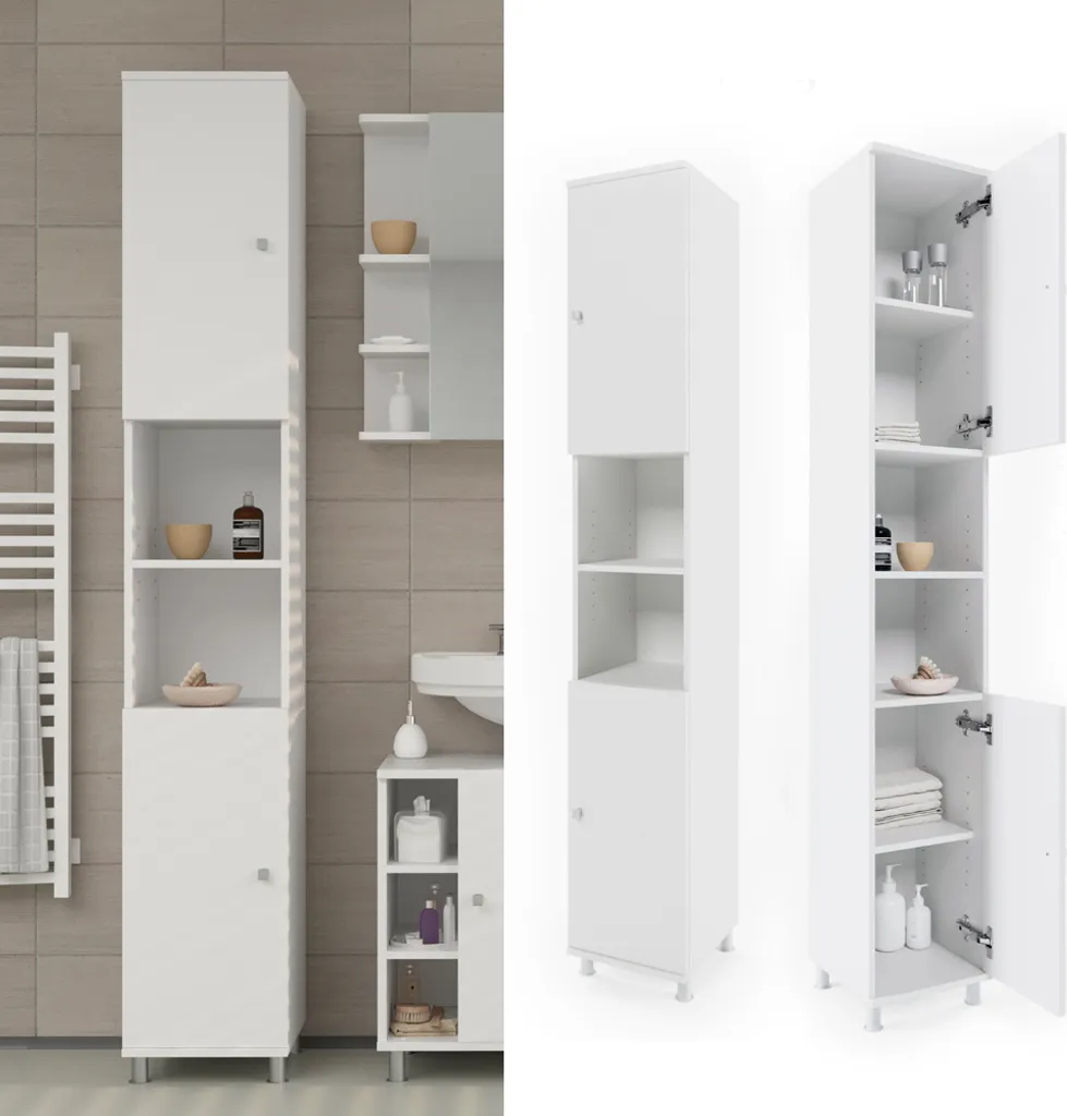 Colonne de rangement salle de bain blanche Vicco Fynn 30cm de large