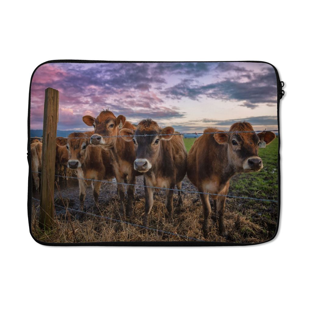 MuchoWow Laptop Hülle 13 Zoll Kuh - Tiere - Kühe Laptoptasche - Laptophülle - Sleeve - Rundumschutz