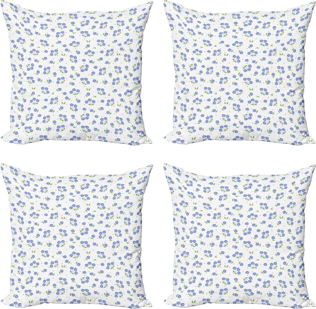 ABAKUHAUS Blumen Kissenbezug Set (4 Stück), Vintage Rose Bouquets, Moderner Doppelseitiger Digitaldruck, 45 cm x 45 cm, Violett, Blau, Grün Weiß