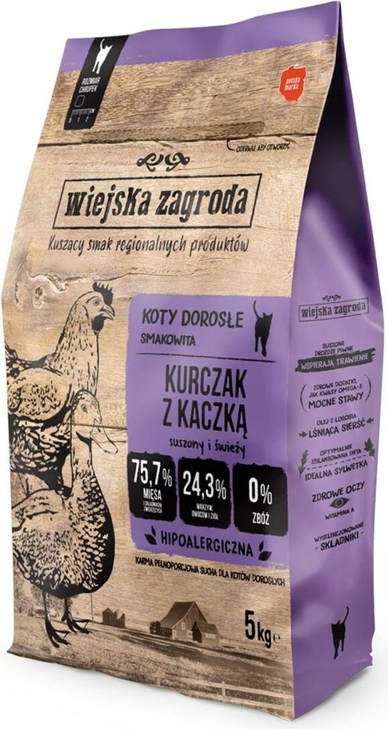 Wiejska Zagroda Trockenfutter für Katzen Huhn und Ente 5 kg Produktbild 