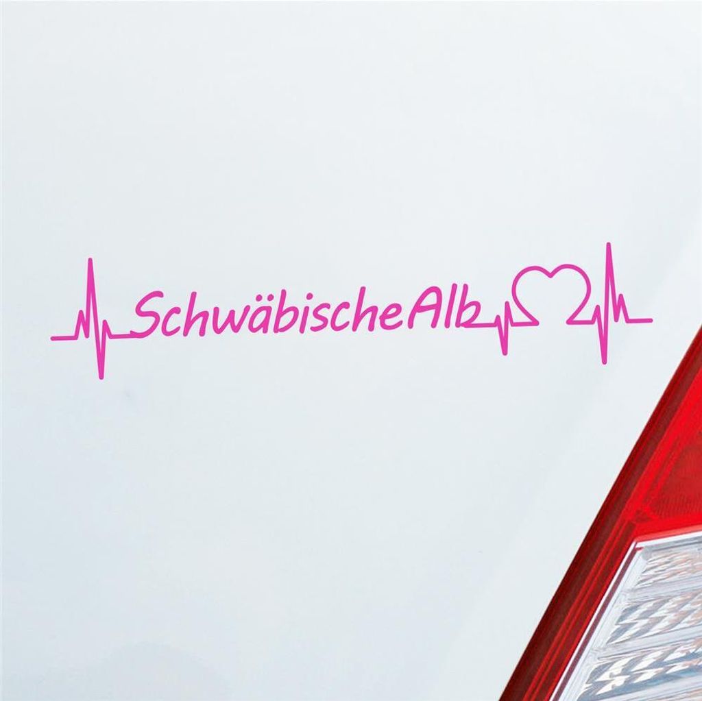 Auto Aufkleber Schwäbische Alb Puls Herzschlag mit Ferien Region Motiv 19x4 cm Pink Sticker Heckscheibenaufkleber