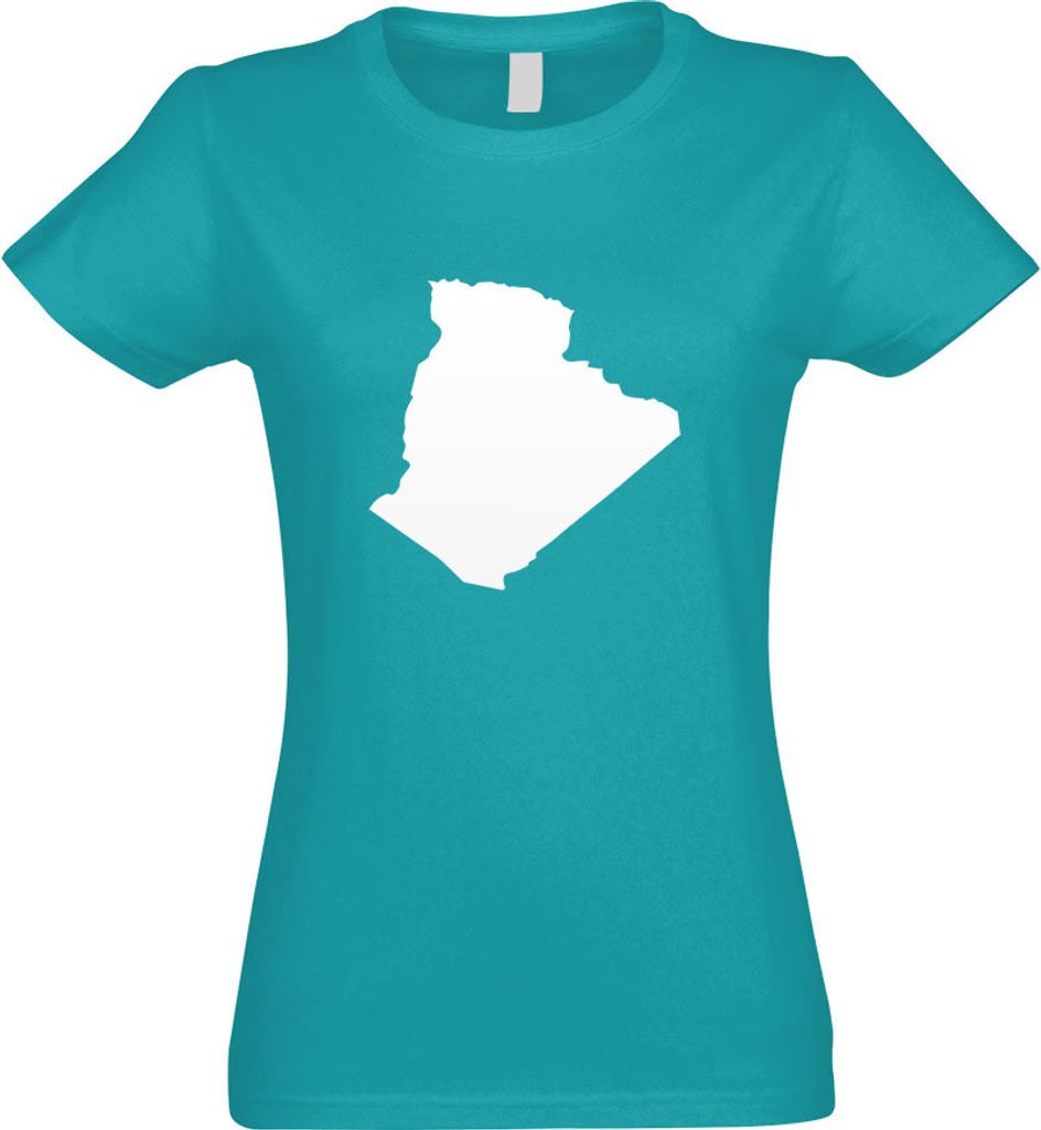 Kiwistar - T-Shirt tailliert - Damen - türkis - Algerien Umriss Kontur - mit Motiv Bedruckt - Funshirt Design - Sport - Freizeit - Damen - M
