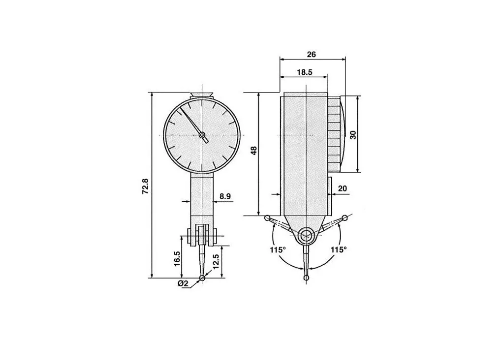 Comparateur à levier Limit 22590103 Ø30mm course 0,8mm de précision