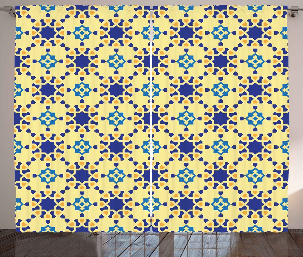 ABAKUHAUS Antiquität Rustikaler Gardine, Marokkanische Motiv Folk, Schlafzimmer Kräuselband Vorhang mit Schlaufen und Haken, 280 x 175 cm, Violet...