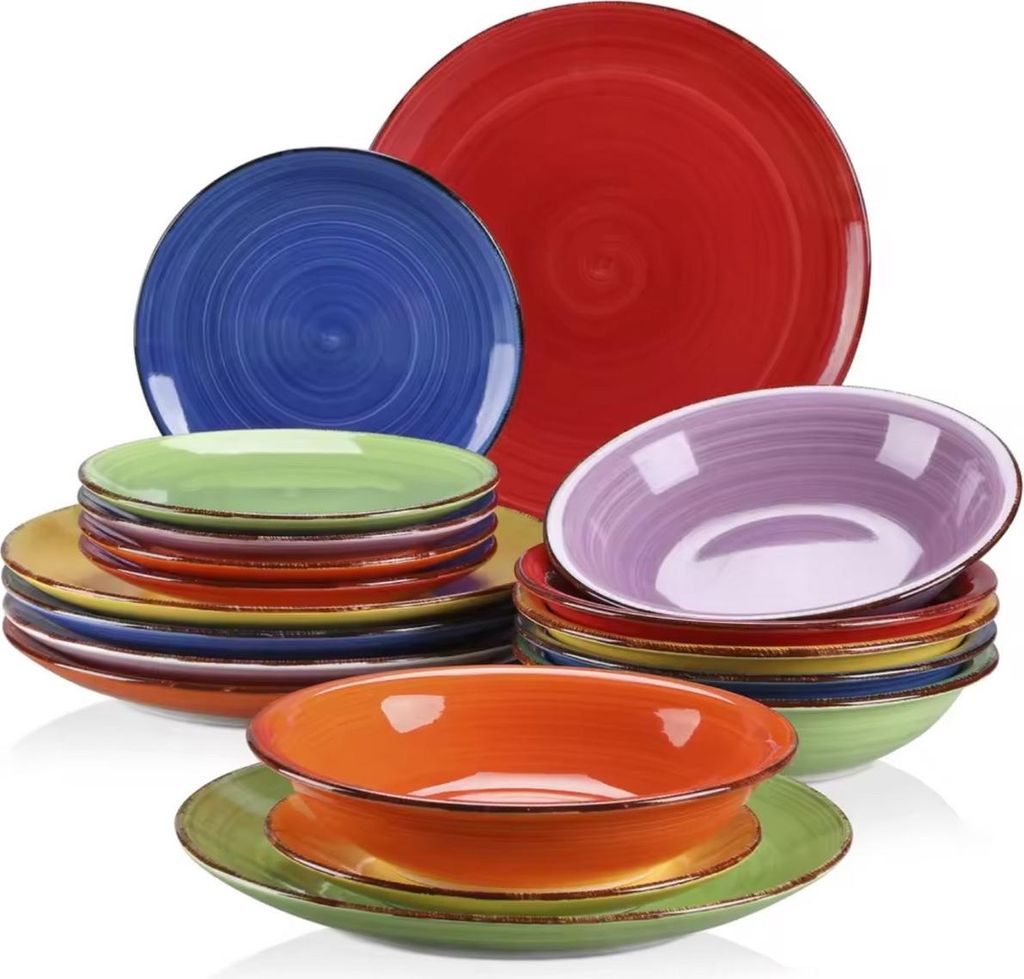 Serviesset – 6 Personen – 36-teilig – Bunte Keramik – Diner- und Frühstücksteller