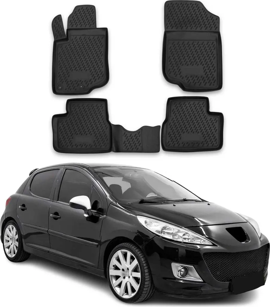 Tappetini in Gomma TPE Peugeot 207 (2006-2014) - Antiscivolo e Lavabili