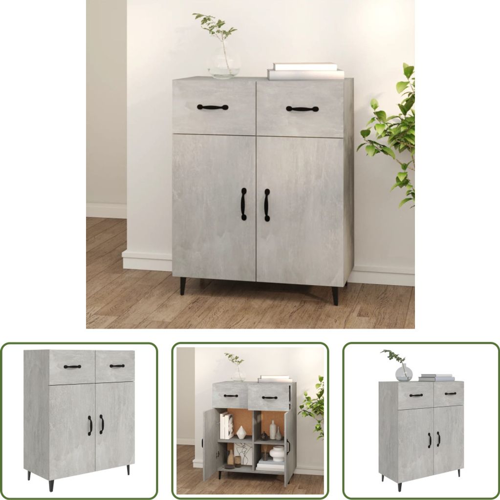 The Living Store Sideboard Betongrau 69,5x34x90 cm Holzwerkstoff