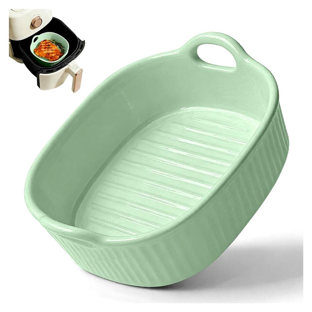 650ML Keramik Auflaufform für Airfryer und Ofen - Backblech mit gleichmäßiger Hitzeverteilung, spülmaschinenfest und stapelbar, Keramik Backfor...