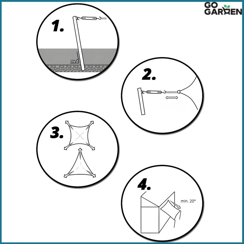 Vela Ombreggiante Zolta 3.6m x 3.6m - Tessuto Tecnico Impermeabile UV95 - 14