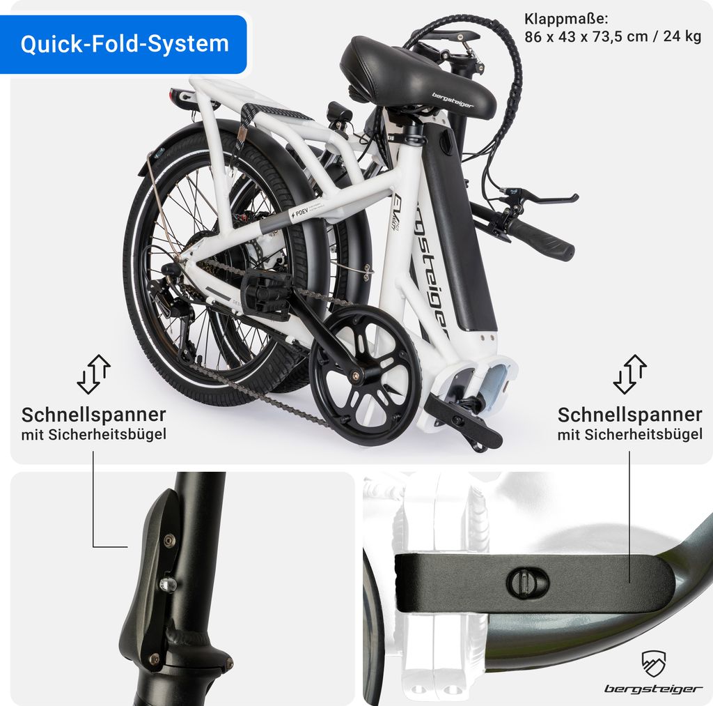 Bergsteiger London 20 Zoll E-Bike Klapprad mit 250 Watt Produktbild 6