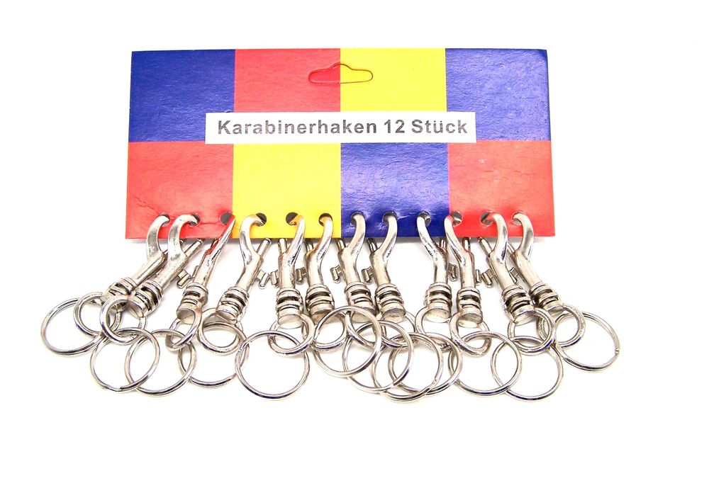Karabinerhaken mit Schlüsselring 12 Stück drehbar