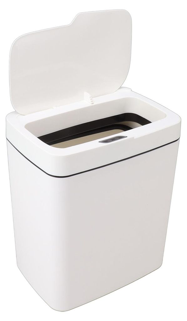 Automatischer Mülleimer, 18 l, PP, Bewegungsmelder, Batterietyp, intelligenter Mülleimer mit Deckel für Badezimmer, Schlafzimmer, Weiß