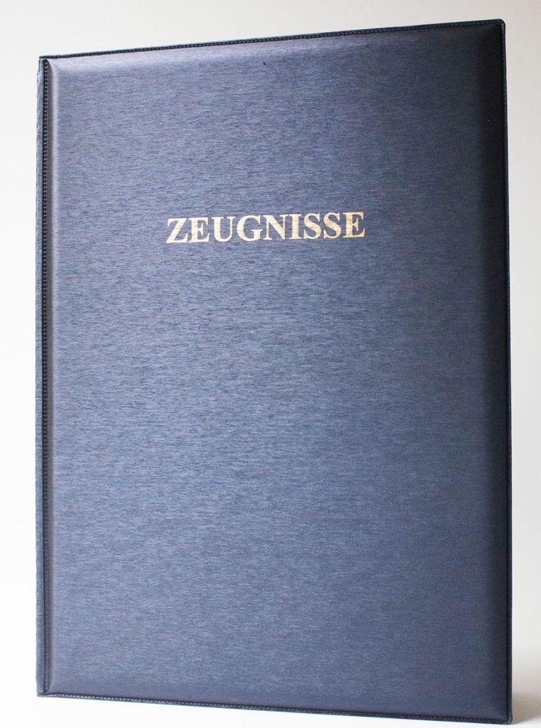 ADINA Zeugnissmappe metallic blau gepolsterter Deckel