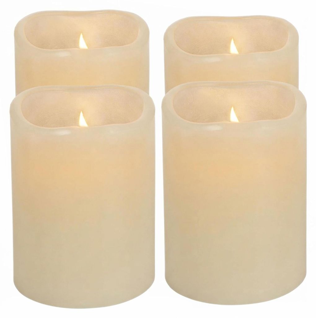 LED Kerze 4er Set creme mit Timer batteriebetrieben - 6,5 x Produktbild 
