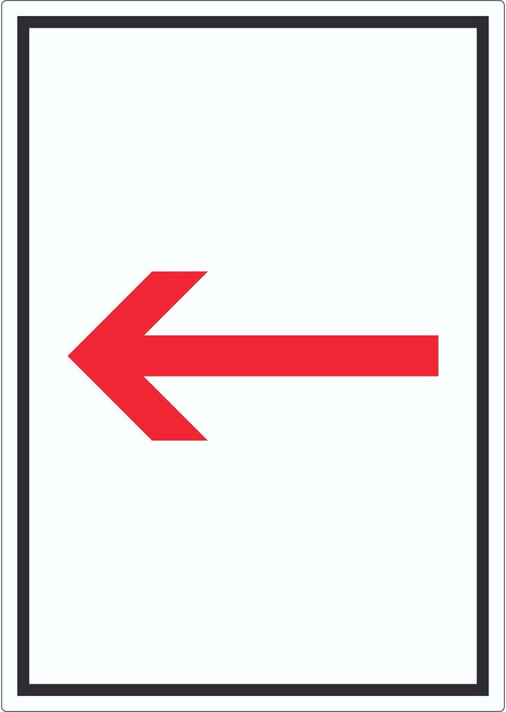 Richtungspfeil links Aufkleber hochkant rot weiss schwarz Pfeil A9 (37x52mm)