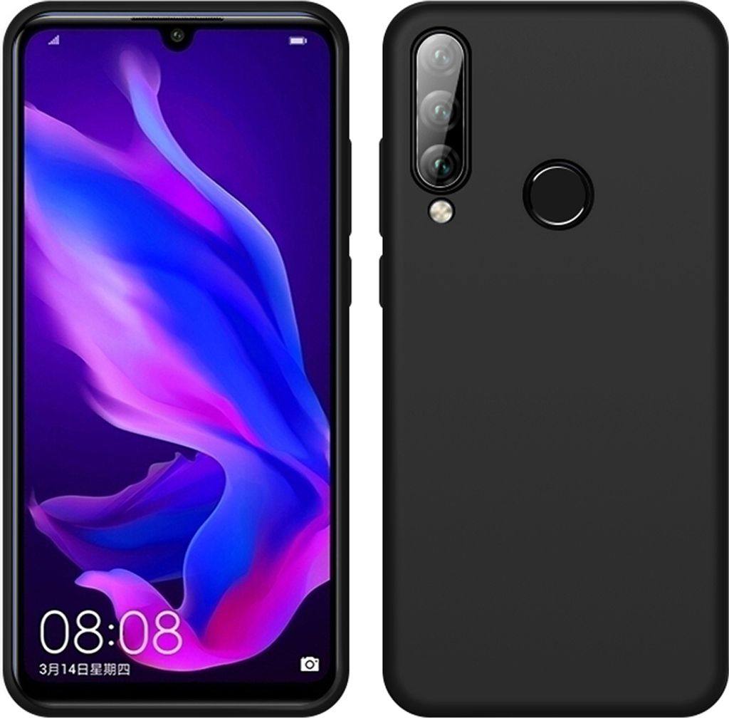 Huawei P30 Lite Hülle, LaimTop Slim Flüssig Silikon Soft Gel Gummi Stoßfest Kratzfest Schutzhülle für Huawei P30 Lite Schwarz