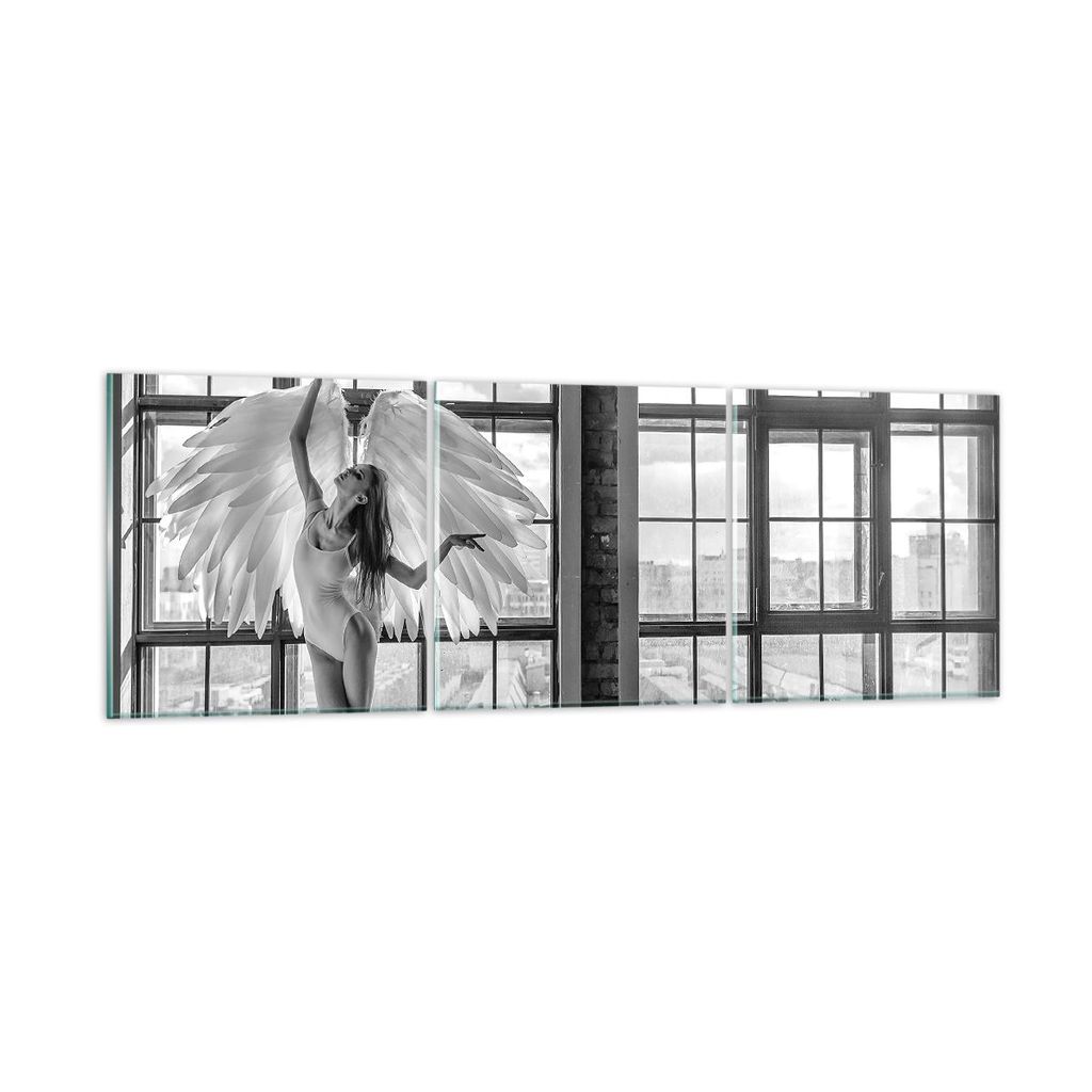 Bilder auf glas - 3 Teile - Frau Engel Ansicht - 150x50cm - Glasbilder - Wandbilder - Bilder - zum Aufhängen bereit - Wanddekoration aus Glas - Gl...