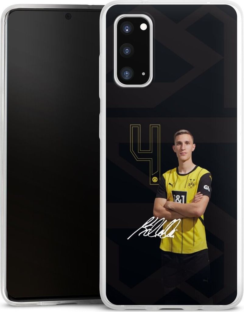 DeinDesign Slim Hülle für Samsung Galaxy S20 Silikon Case Ultra Dünn Handyhülle Borussia Dortmund Offizielles Lizenzprodukt Nico Schlotterbeck