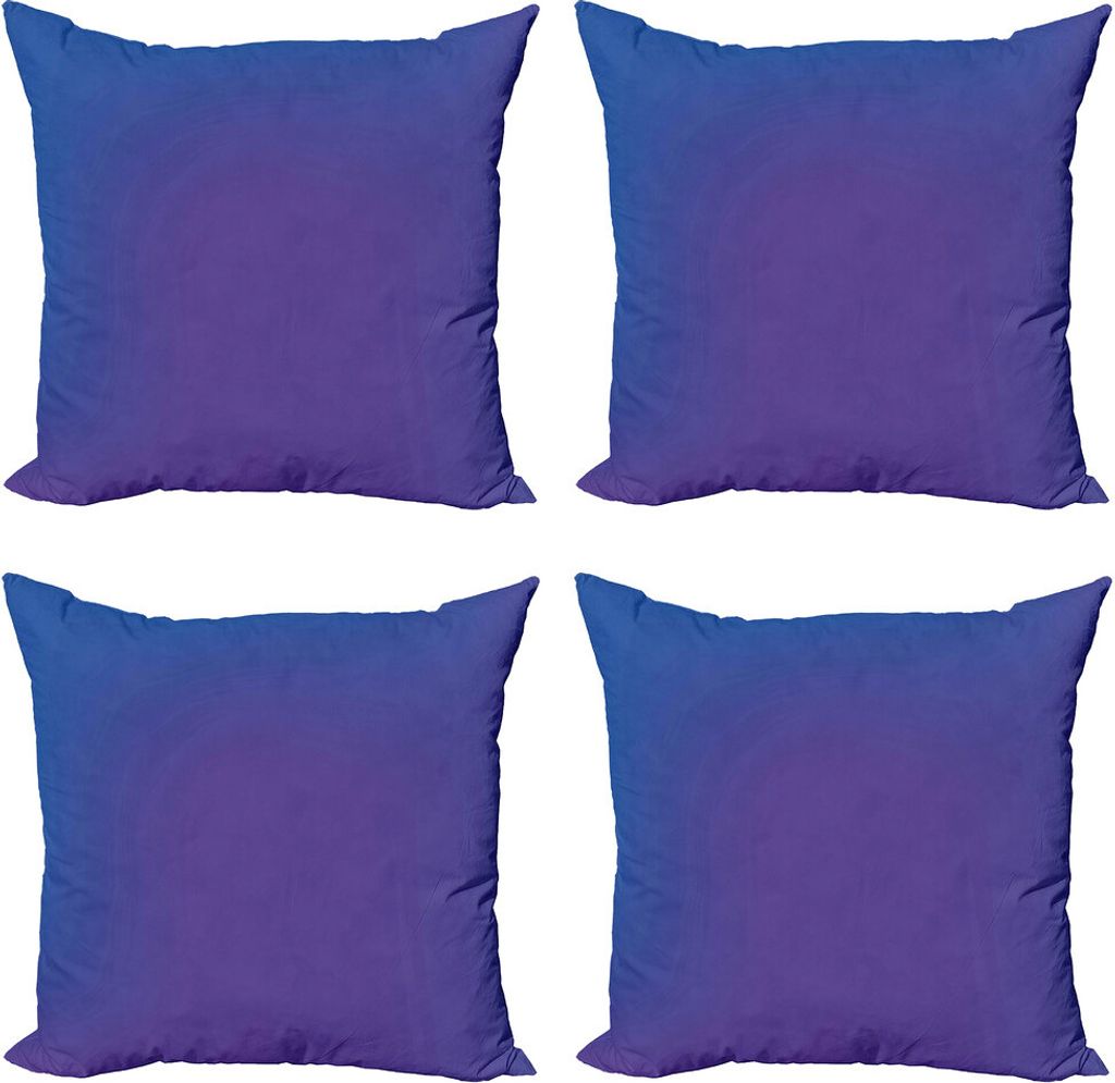 ABAKUHAUS Indigo Kissenbezug Set (4 Stück), Ombre Vivid Kulisse, Moderner Doppelseitiger Digitaldruck, 40 cm x 40 cm, Dunkelblau und Lila