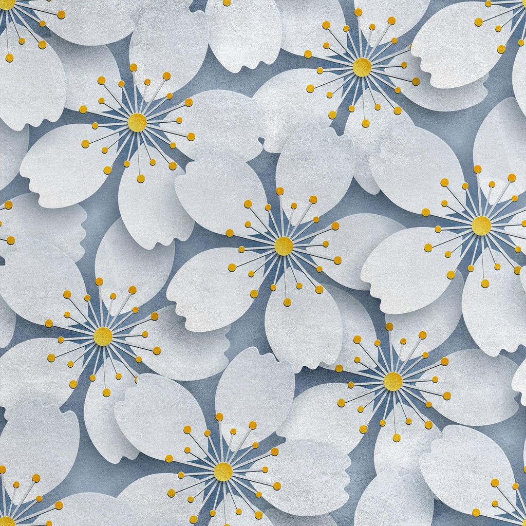 Royal Samt Stoff Polyester Zum Nähen - Motiv japanische Kirschblüten