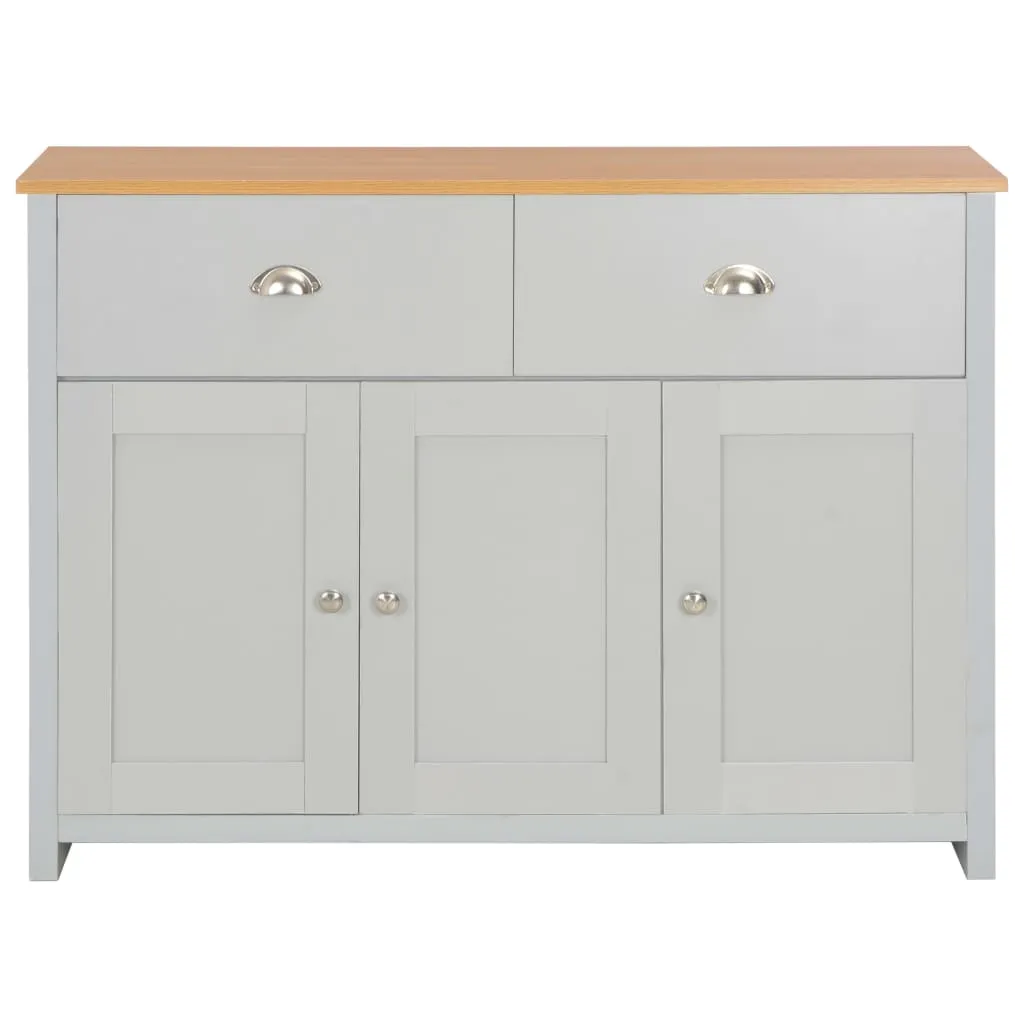 Buffet de Salon Gris 112 cm Idéal pour Ranger la Vaisselle et Linge