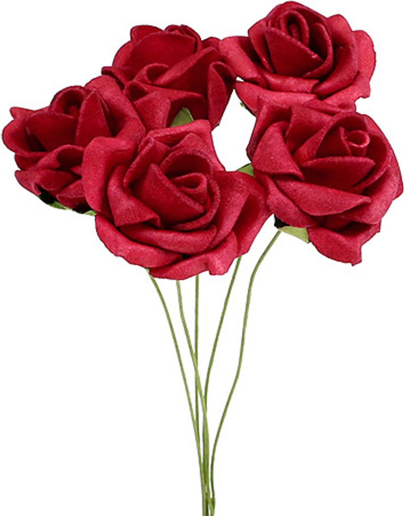 Foamrose Rot Ø4cm 48 St - Künstliche Rosen zur Dekoration, Hochzeitsdeko, Muttertag, Valentinstag, DIY Basteln, 48 Stück