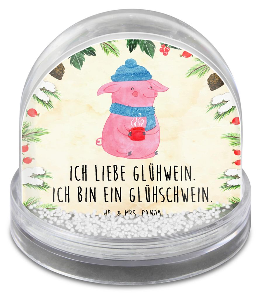 Mr. & Mrs. Panda Dekokugel Schwein Glühwein - Naturpapier - Geschenk, Schneekugel Modern, Glühschwein, Weihnachten, Punsch, Weihnachts, dekoartik...