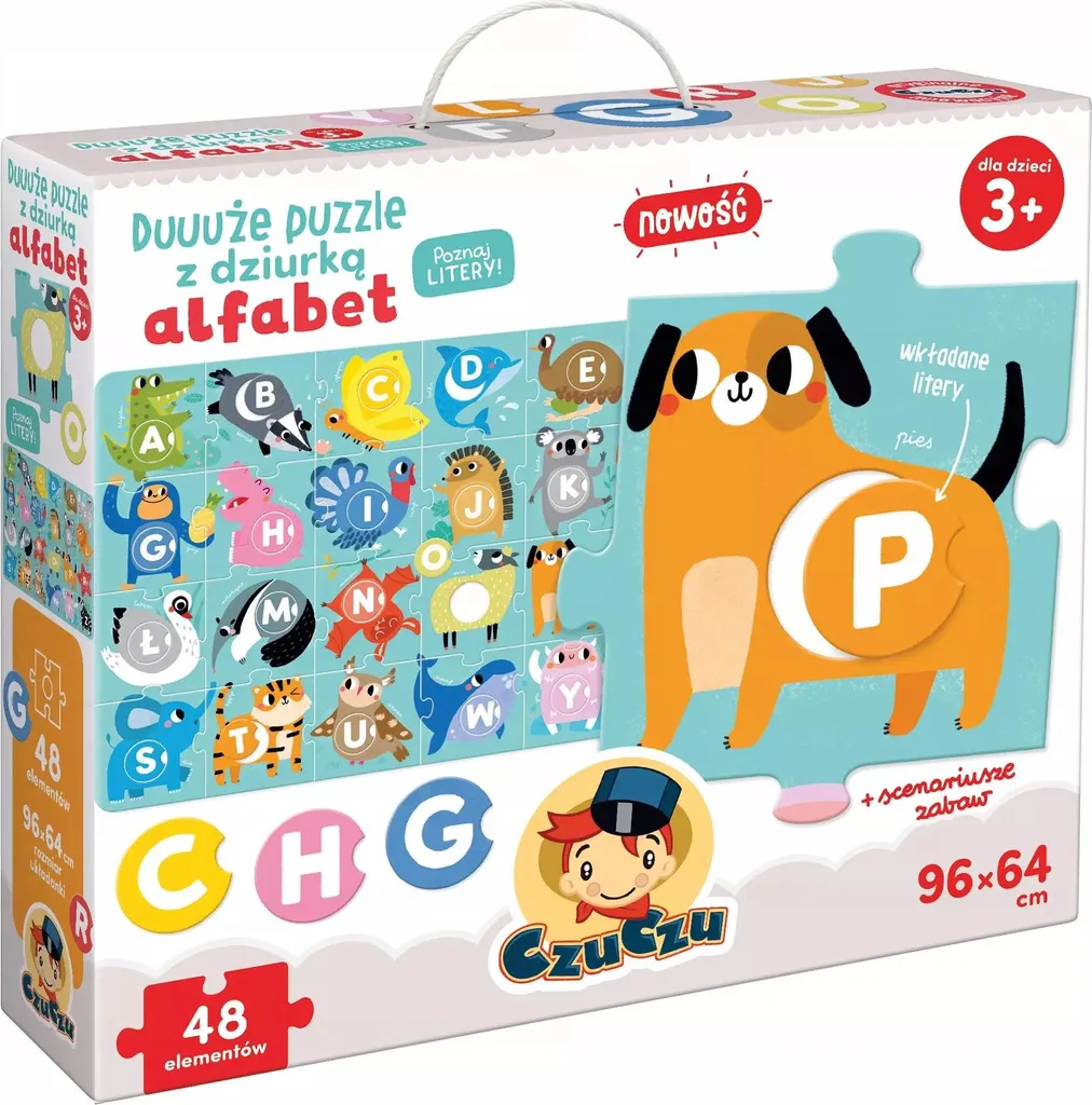 Puzzle Alphabet CzuCzu à trous - Pièces XXL pour la motricité fine