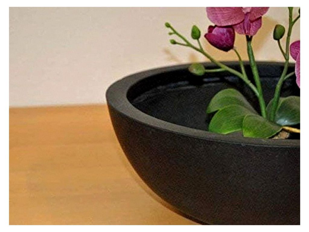 Blumenkübel Fiberglas Schale D55xH19cm schwarz-matt