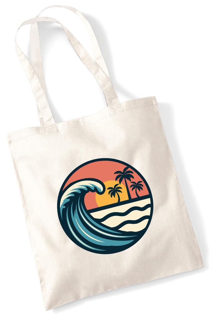 Huuraa Jutebeutel Beach Strand Welle 10 Liter Natural Baumwolle Tasche Geschenkidee